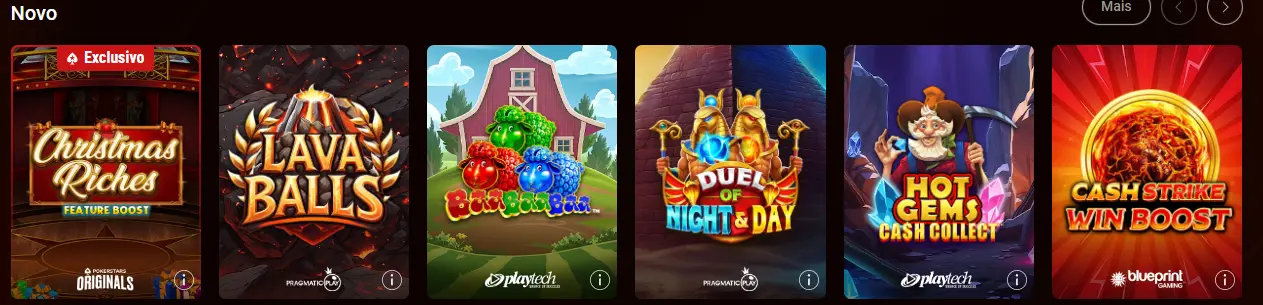 Catálogo de slots online com vários temas