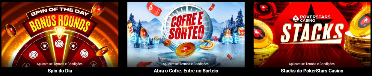 Secção de promoções e recompensas do casino